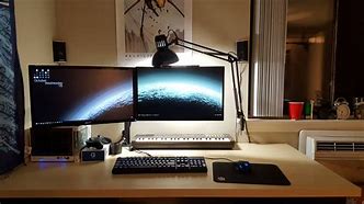 Image result for Computer Desk Set Up Multiple Screens