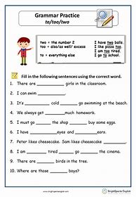 Image result for Also and Too Worksheet