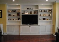 Image result for Built in Bookcase around TV