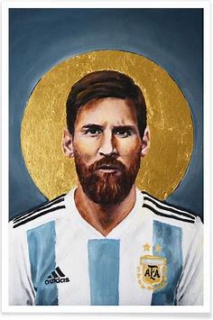 JUNIQE - Poster Football Icon - Lionel Messi -13x18 /Kleurrijk | bol.com