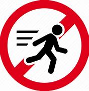 Image result for No Running Sign with Yellow Back Ground PNG