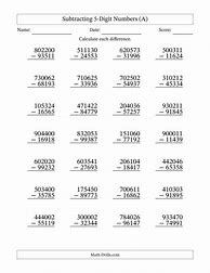 Image result for 5 Digit Subtraction with Regrouping