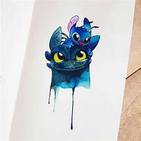 Image result for Stitch Pikachu and Toothless Tattoo