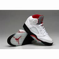 Image result for Air Jordan 5 White Red Black Sneakers
