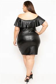 Image result for Plus Size Black Leather Dress