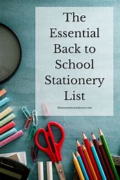 Image result for school stationery list