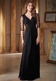 Image result for Black Chiffon Dress with Sleeves