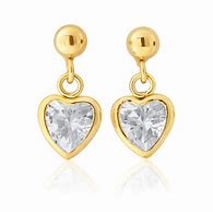 Image result for CZ Yellow Gold Heart Heart Dangle Earrings