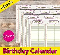 Image result for A4 Size Perpetual Birthday Calendar