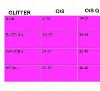 Image result for Dash of Glitter Size Chart