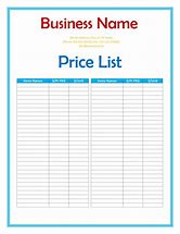 Image result for Product Price Sheet Template