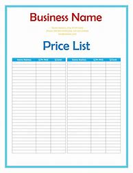 Image result for Professional Price List Template