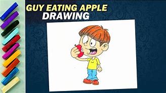 Image result for Boy Eating Apple Outline
