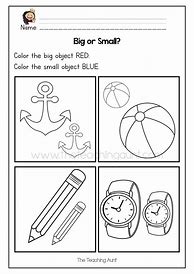 Image result for Preschool Size Worksheets