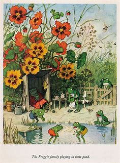 The Froggie family playing in their pond | Fairytale art, Fairy art, Frog illustration
