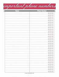 Image result for Phone Number List Template Printable