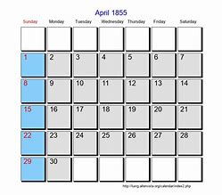 Image result for 1855 Calendar