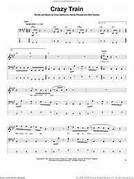 Image result for Crazy Train Sheet Music for Bass