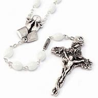 Image result for White First Communion Rosary Beads