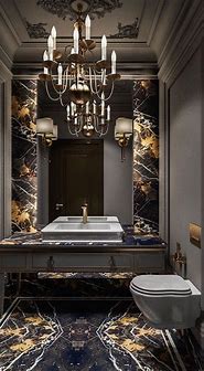 Image result for Bathrooms with Black Marble Floors