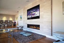 Image result for Linear Fireplace with TV