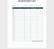 Image result for Workshop Inventory Template