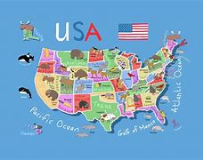 Image result for Map of United States of America with Cities Cartoon