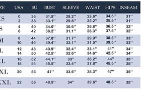 Image result for Chest Size Conversion Chart