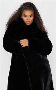 Image result for Fake Fur Black Coats