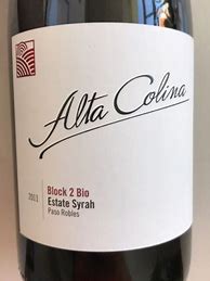 Image result for Alta Colina Syrah Block 2 Bio