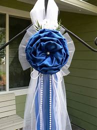 Image result for Wedding Decorations Blue Pew Bows