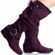 Image result for Purple Suede Flat Boots