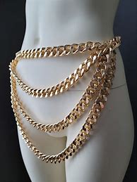 Image result for Large Gold Chain Belt Over a Dress