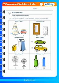 Image result for Measurement Worksheets for 1st Grade