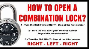 Image result for Master Combination Lock Instructions