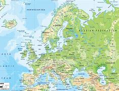 Image result for Physical Map of Europe in English