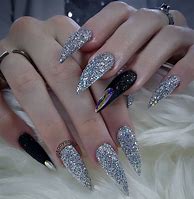 Image result for Black and Silver Glitter Nail Designs