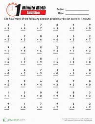 Image result for 1 Minute Addition and Subtraction Worksheets