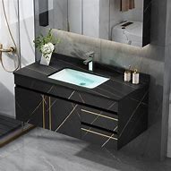 Image result for Black Bathroom with Sink Cabinet