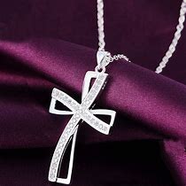 Image result for Silver Cross Pendant Necklace