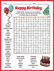 Image result for Printable Birthday Word Search Puzzles