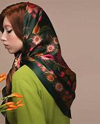 Image result for Silk Hair Scarf Green Pattern