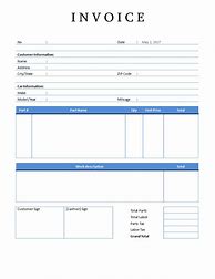 Image result for Blank Printable Auto Repair Invoice