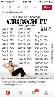 Image result for 30-Day Crunch Challenge Calendar
