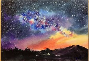 Image result for Watercolor Evening Sky