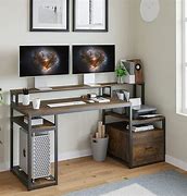 Image result for Computer Desk with File Drawer and Printer
