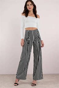 Image result for Black and White Striped Pants Plus Size