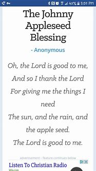 Image result for Johnny Appleseed Song Lyrics