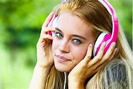 Image result for Pretty Blonde Woman Headphones