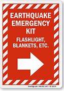 Image result for Earthquake Safety Kit Sign